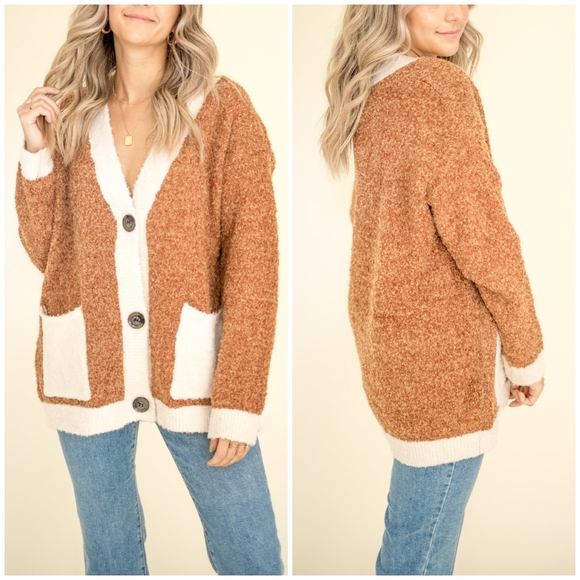 PINCH Chic Fuzzy Thick Camel Cardigan - Picture 8 of 8